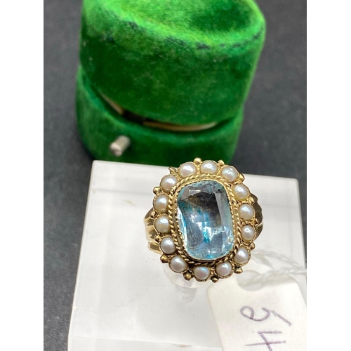 54 - A Georgian High Carat Gold Foil Backed Gem Ring Set With Pearls 5 Gms In Georgian Ring Box