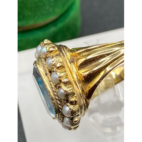 54 - A Georgian High Carat Gold Foil Backed Gem Ring Set With Pearls 5 Gms In Georgian Ring Box