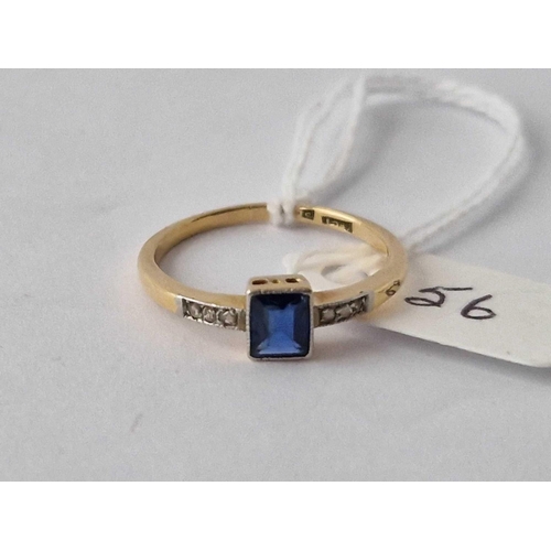 56 - A Edwardian Platinum And Sapphire And Rose Diamond Ring 18Ct Gold Size Q 2.5 Gms