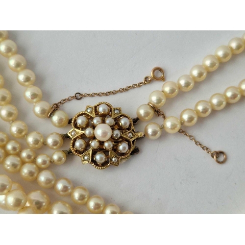 634 - A Pearl Necklace With Large 9Ct Clasp