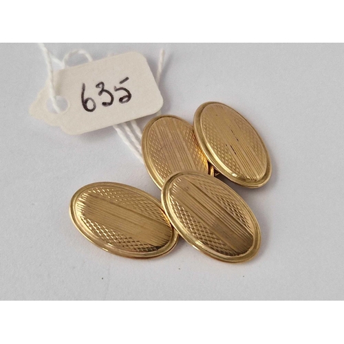 635 - A Pair Of Cufflinks, 9Ct, 3.5 G.