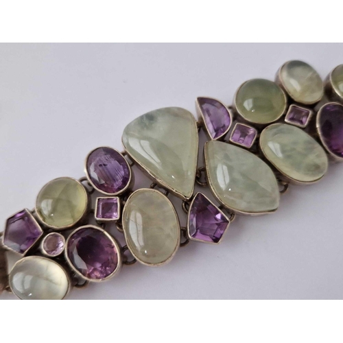 648 - A Large Silver Multi Stone Set Bracelet