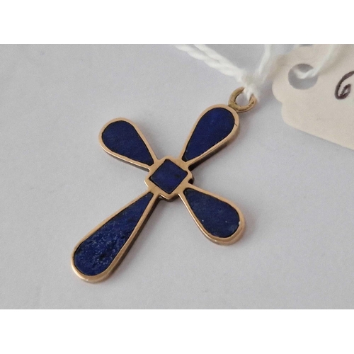 654 - A Gold And Lapis Cross 2.3 Gms