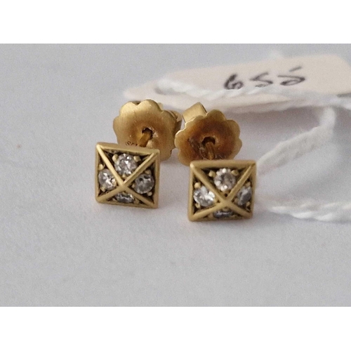 655 - A Pair Of Diamond Earrings 18Ct Gold 2.3 Gms