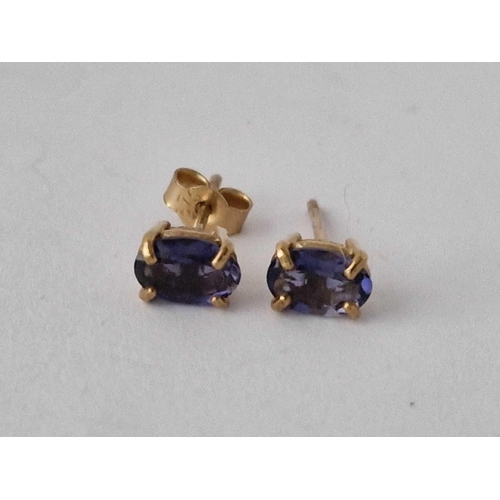 656 - A Pair Of Tanzernite Earrings 9Ct