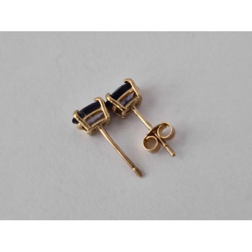 656 - A Pair Of Tanzernite Earrings 9Ct