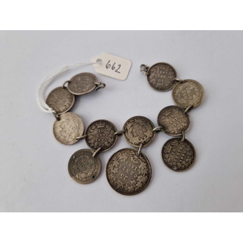 662 - A Silver Canadian Coin Bracelet