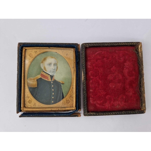 665 - A Oil Painting Of A Naval Officer In A Gilt Daguerrotype