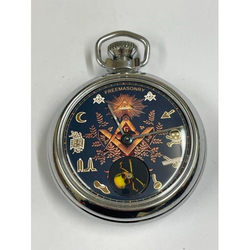 673 - Vintage Masonic Automaton Pocket Watch ( Rotating Skull )