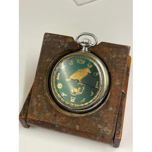 674 - Masonic Memento Mori Pocket Watch & Stand Working