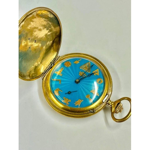 677 - Gents Lever Set Full Hunter Masonic Pocket Watch