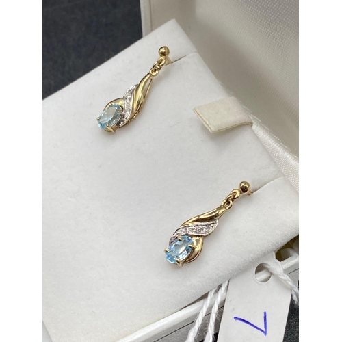 7 - A Pair Of Diamond And Topaz Earrings 9Ct Boxed