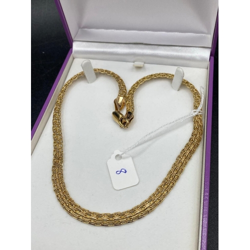 8 - A Flat Link Neck Chain 9Ct 14 Inch 18.2 Gms Boxed