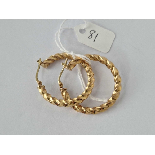 81 - A Pair Of Large Hoop Earrings 9Ct 2.9 Gms