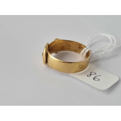 86 - A Buckle Ring 18Ct Gold Size U 6.4 Gms