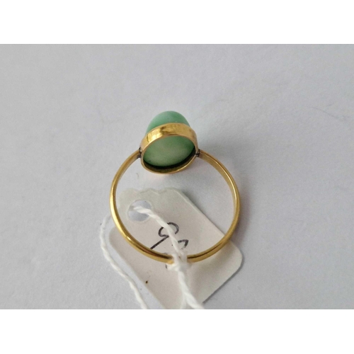 92 - A Jadeite Ring 18Ct Gold Size R 2.3 Gms