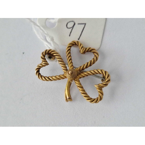 97 - A Shamrock Brooch 15Ct Gold