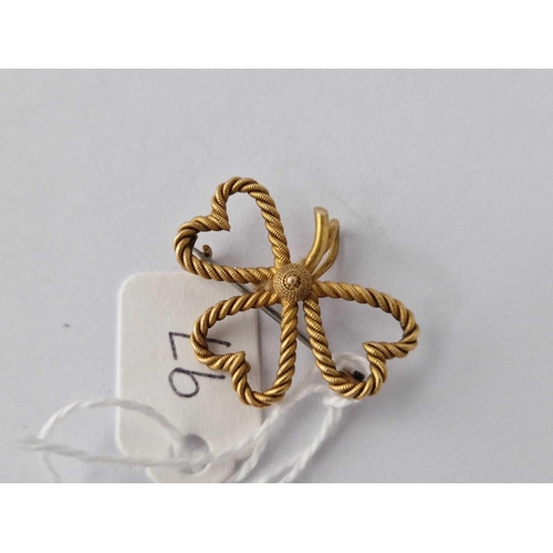 97 - A Shamrock Brooch 15Ct Gold