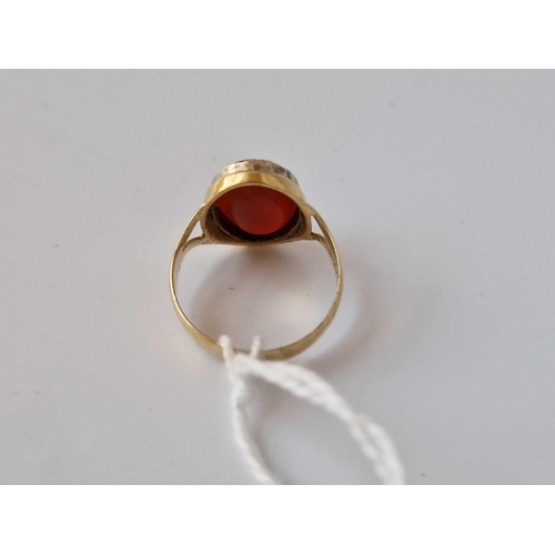 112 - A Victorian 18Ct Gold Ring Birmingham 1895 Set With Carnelian Classical Intaglio Of A Bull Flaw In S... 