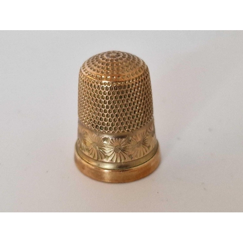 122 - Antique Gold Thimble, Hallmarked Chester 1915 By Charles Horner