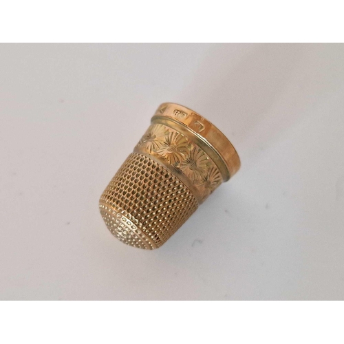 122 - Antique Gold Thimble, Hallmarked Chester 1915 By Charles Horner