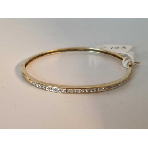 123 - Gold Diamond Set Hinged Bangle