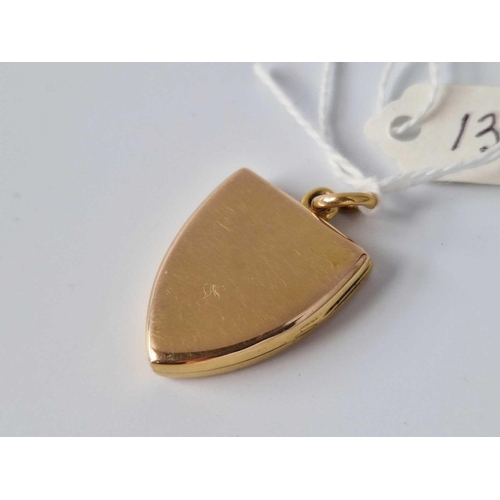 13 - A Victorian Shield Shaped Locket Pendant 15Ct Gold 7.7 Gms