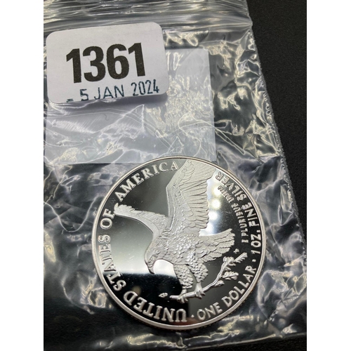 1361 - One Dollar 1Oz Fine Silver 2021