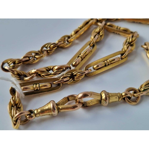 14 - A Good Antique Albert Watch Chain 9Ct 15 Inch 38 Gms