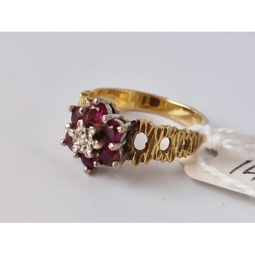 149 - A Ruby And Diamond Ring 18Ct Gold Size M 5 Gms