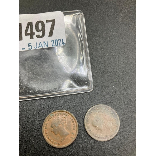 1497 - Two Half Farthings 1844 & 1847