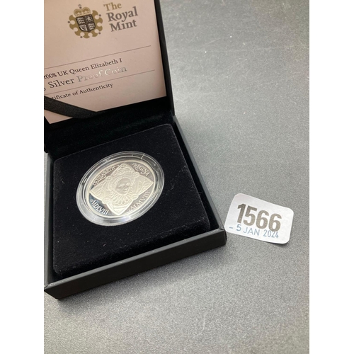 1566 - Uk Silver Proof £5 2008 (Boxed) With C.O.A