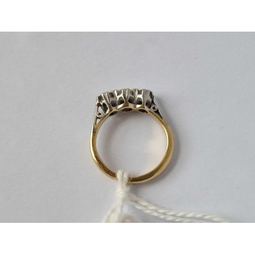 161 - A Small Diamond Three Stone Ring 18Ct Gold Size E 2.5 Gms