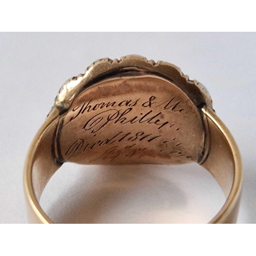 163 - A Gold Antique Memorial Ring Dated 1811 Size O 5.3 Gms