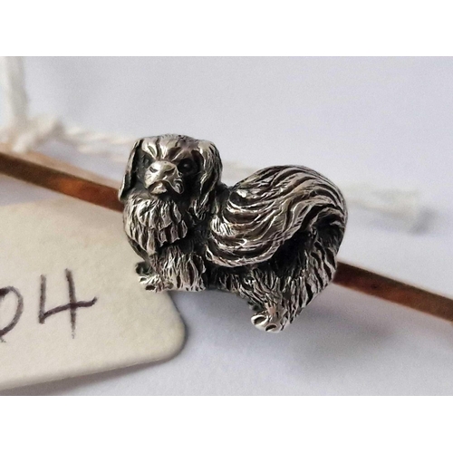 164 - A 9Ct And White Metal Pekingese Bar Brooch 6.7 Gms