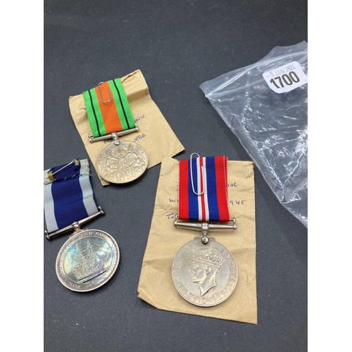 1700 - A Group Of 3 Medals To Fred Webb H.M.S Yarmouth