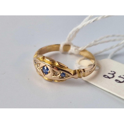 35 - A Sapphire And Diamond Gypsy Set Ring 18Ct Gold Size N