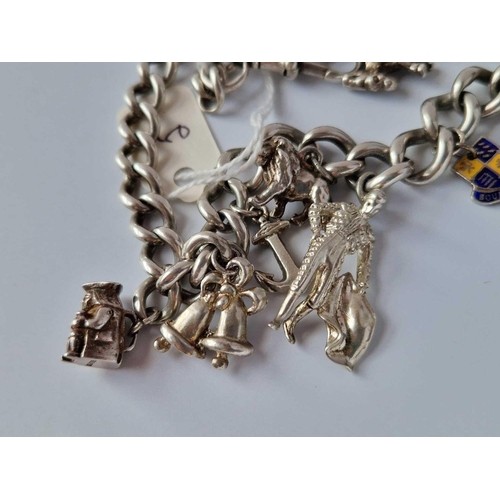 5 - A Silver Albert Style Charm Bracelet 13 Inch 66 Gms