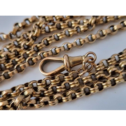 53 - A Victorian Long Guard Chain 9 Ct 62 Inch 38.6 Gms