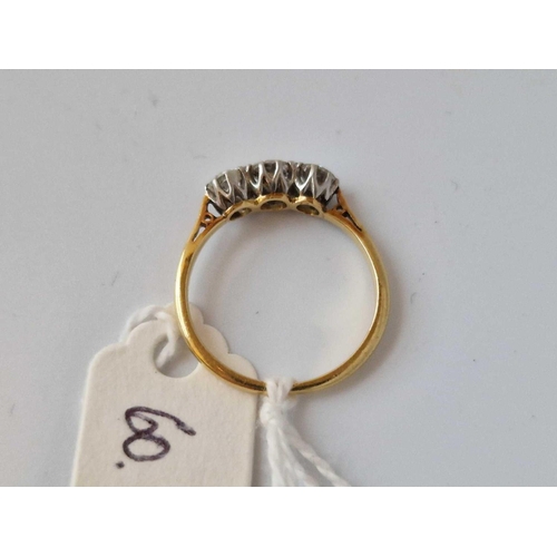 60 - A Edwardian 18Ct Gold And Platinum Three Stone Ring Approx 0.50 Carat Size L