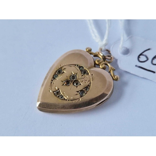 66 - An Edwardian Stone Set Opening 9Ct B&F Heart Locket  4.6G