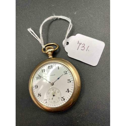 731 - A Gents Rolled Gold Pocket Watch With Seconds Dial, W/O