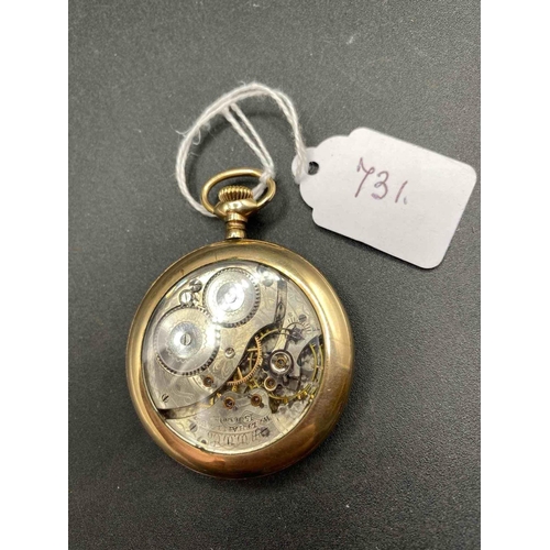 731 - A Gents Rolled Gold Pocket Watch With Seconds Dial, W/O