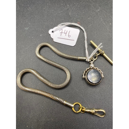 746 - A Silver Snake Albert With Spinning Fob