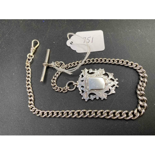 751 - A Good Quality Silver Albert With Fancy Silver Fob