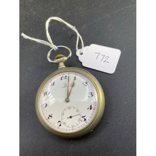 772 - An Omega Metal Pocket Watch