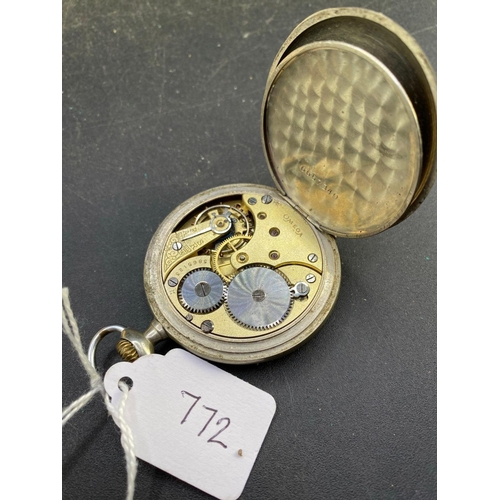 772 - An Omega Metal Pocket Watch