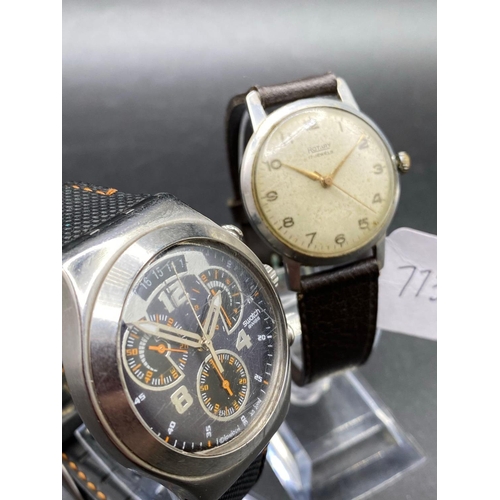 773 - A Gents Multi Dial Swatch Wrist Watch With Seconds Dial And A Rotary Example