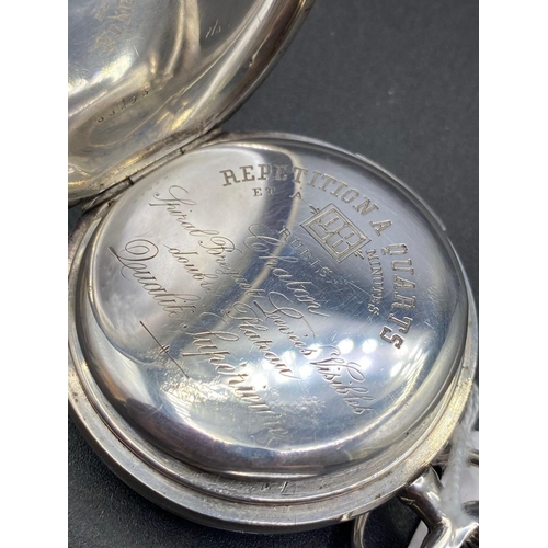 775 - A Silver Hunter Minute Repeat Pocket Watch