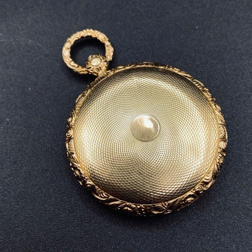 777 - An Antique French Open Faced Pocket Watch With Three Colour Gold Dial, 18Ct